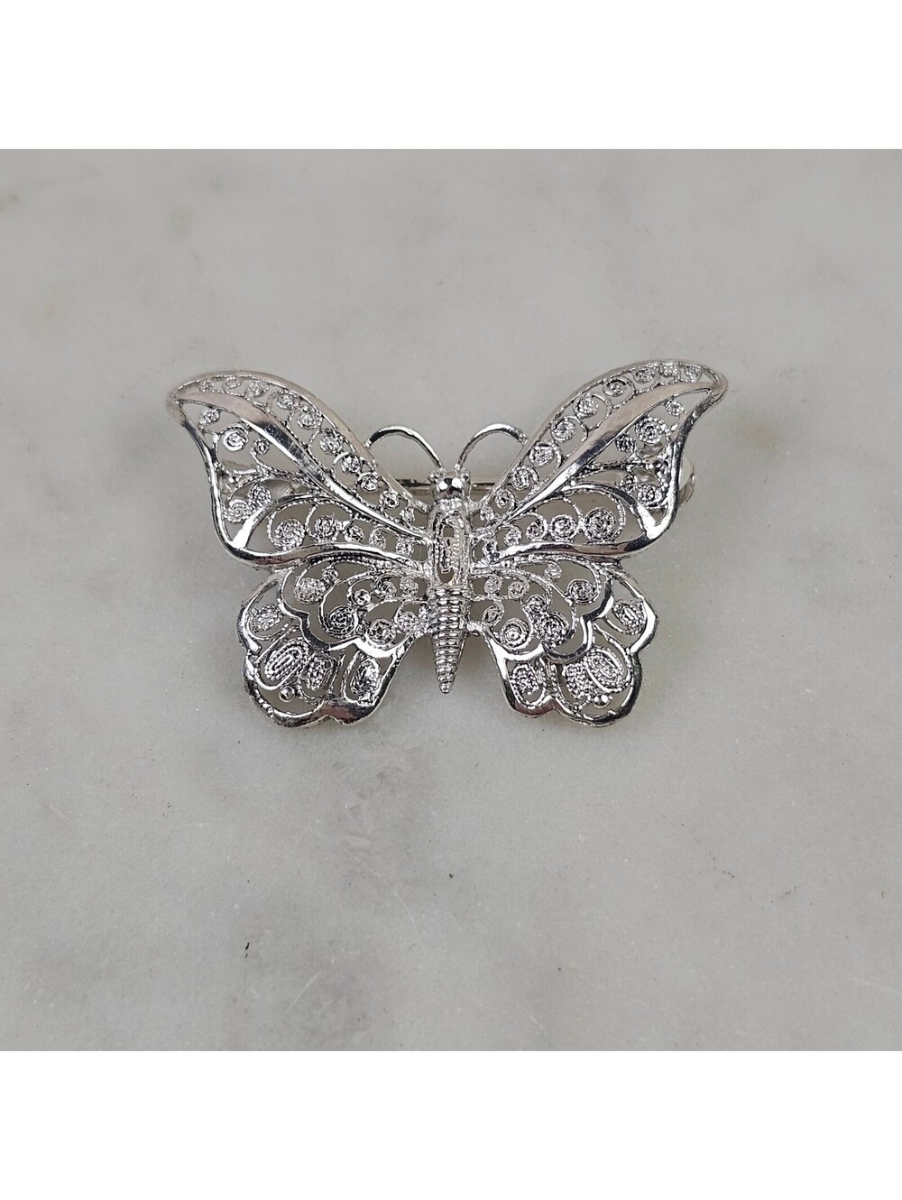Vintage Alice Caviness Sterling Germany Butterfly Brooch Filigree Pin